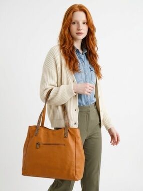 Darcy Marks London Tan Leather Tote Bag Large Shoulder Bag Boho Embossed Strap